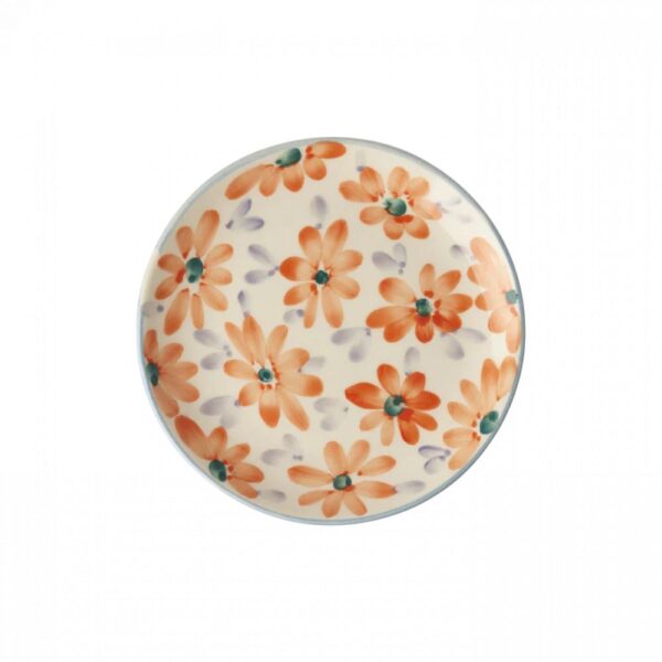 Assiette céramique à gâteau - Orange - Hand-painted Flowers