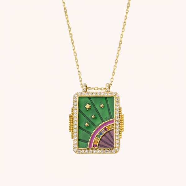 Collier  GREEN RAINBOW BOHEME Or