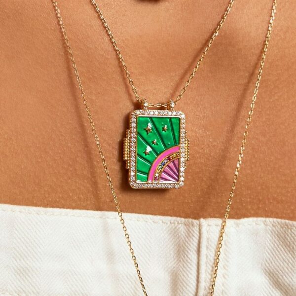 Collier  GREEN RAINBOW BOHEME Or – Image 2