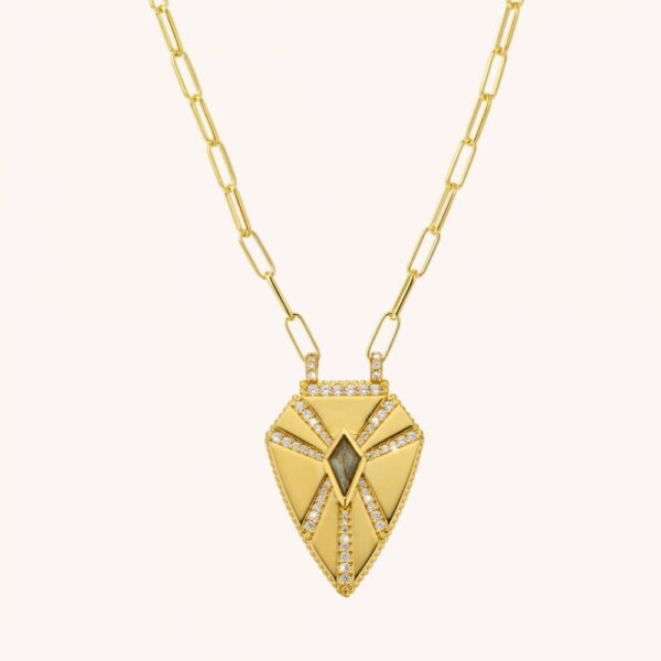 Collier LABRADORITE WARRIOR Or