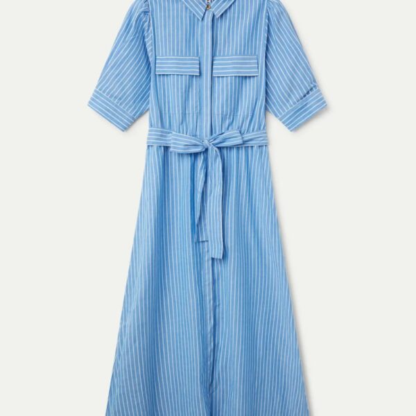 Robe longue à imprimé rayé bleu – Image 2