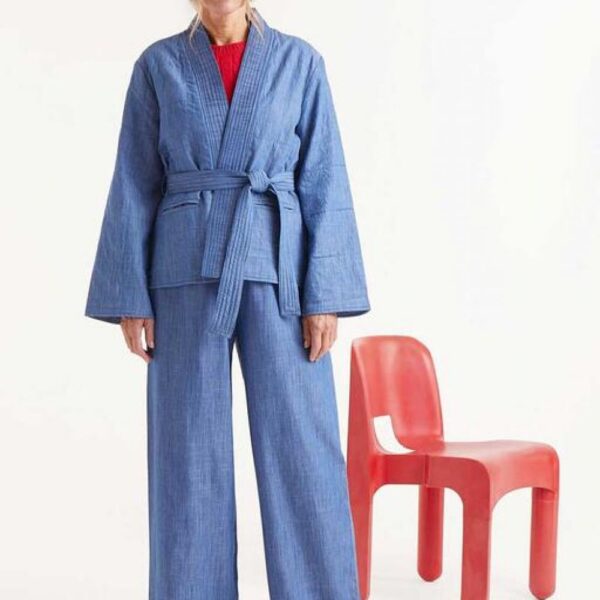 Veste kimono bleu jeans – Image 2
