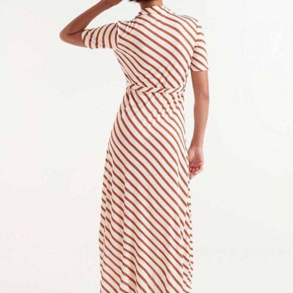 Robe longue à imprimé rayé terracotta