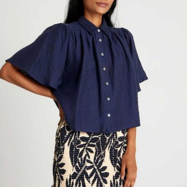 Chemise fluide bleu marine