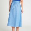 Jupe midi en fil de coton à imprimé rayé bleu – Image 2
