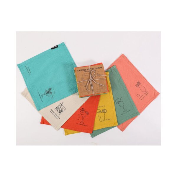 LOT 6 SERVIETTES  40X40CM COTON LAVÉ LES COCOTTES ONT LA COTE