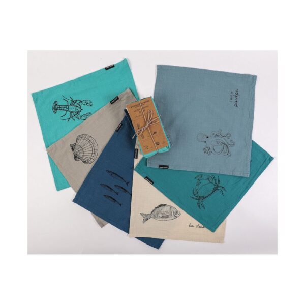 LOT 6 SERVIETTES  40X40CM COTON LE VENT EN POULPE