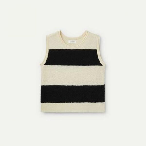 top maille rayures noir et crème