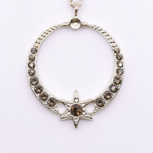 Collier grande lune "Citlālicue Strass Smoky Gold