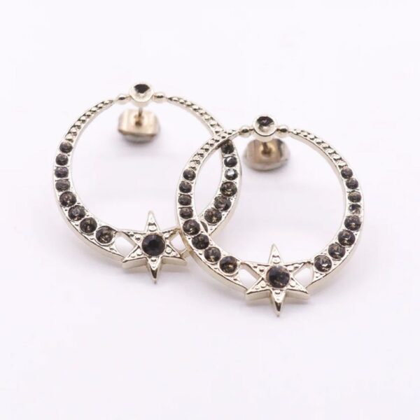 Boucles d'oreilles grande lune "Citlālicue Strass Smoky Gold