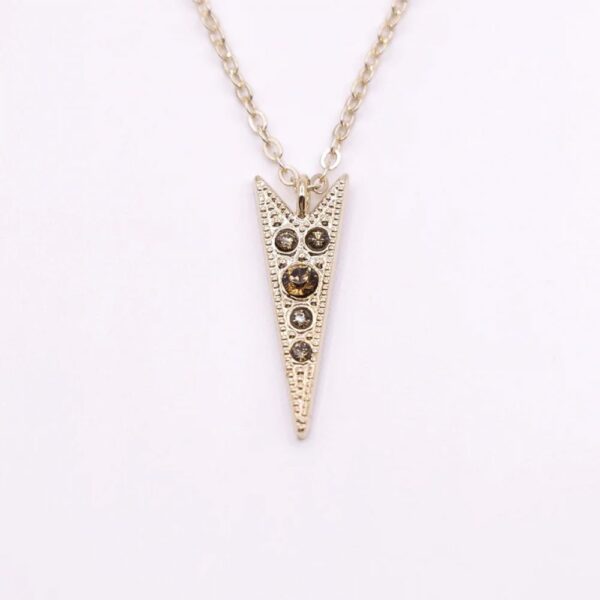 Collier pointe "Citlālicue Strass Smoky Gold