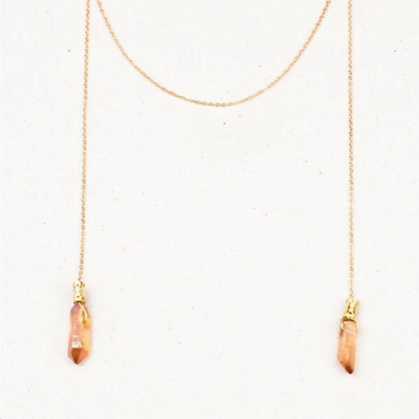 Collier à nouer "Hatshepsut quartz orange dorure LAITON/CUIVRE