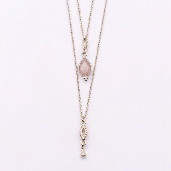 Collier 2 rangs "Caia Tanaquil Pierre de lune orange