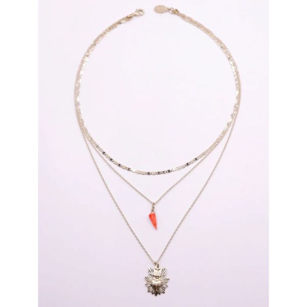 Collier court "Turan Bambou rose OR PALE