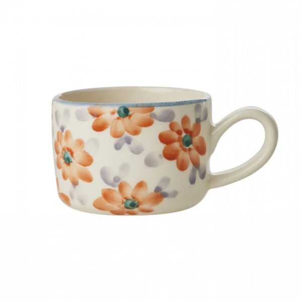 Tasse à Cappuccino céramique- Orange - Hand-painted Flowers