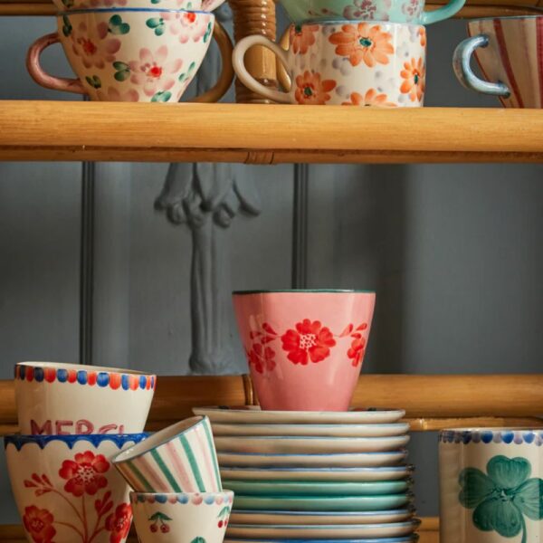 Tasse à expresso Céramique - Crème - Hand-painted Cherries – Image 2