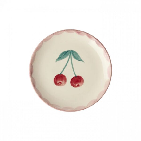 Assiette céramique à gâteau - Crème - Hand-painted Cherry