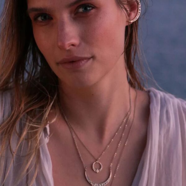 Collier petite lune Strass Smoky Gold – Image 2
