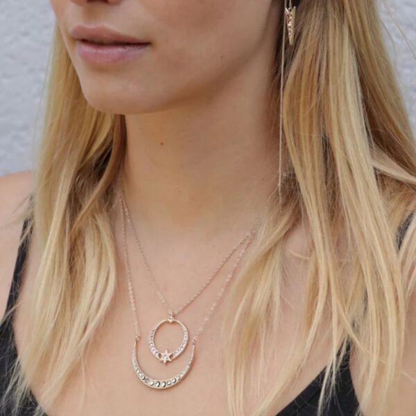 Collier grande lune "Citlālicue Strass Smoky Gold – Image 2