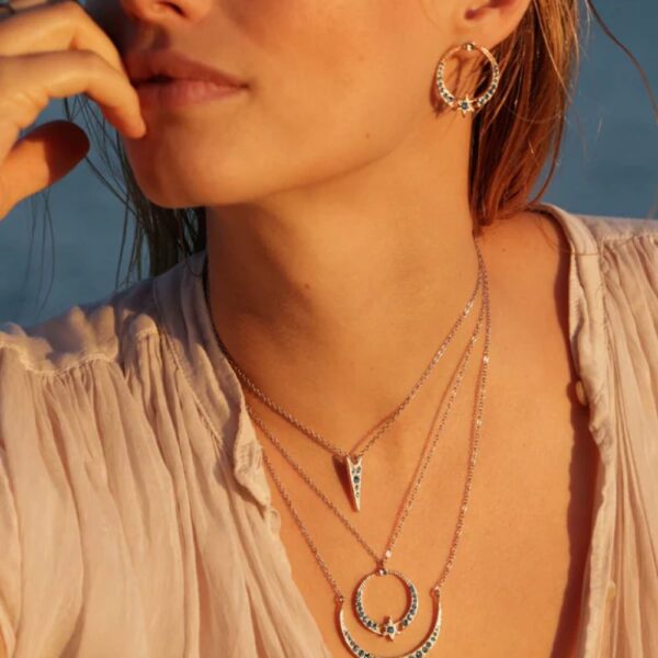 Collier pointe "Citlālicue Strass Smoky Gold – Image 2