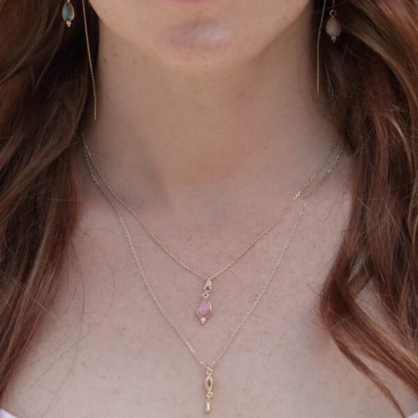 Collier 2 rangs "Caia Tanaquil Pierre de lune orange – Image 2