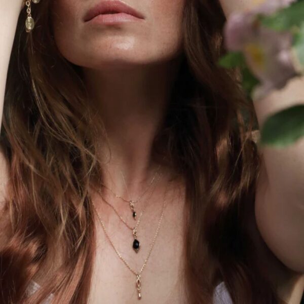 Collier 2 rangs "Caia Tanaquil Agate noire – Image 2