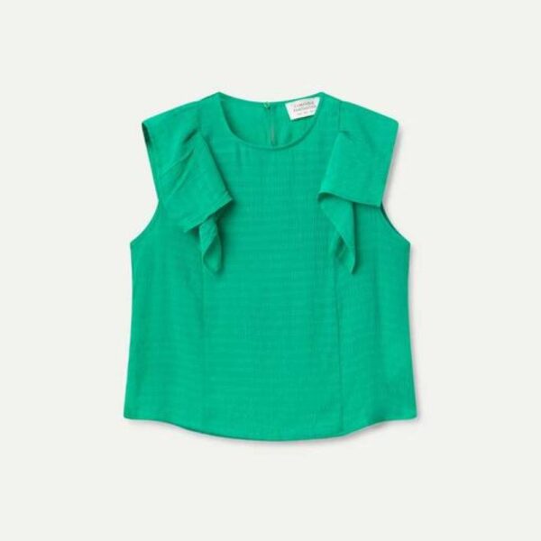 Top fluide en crêpe texturé léger vert