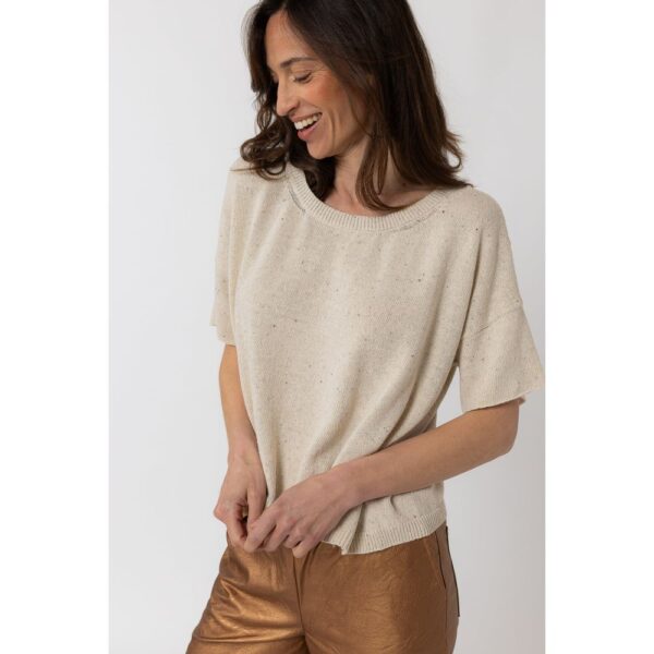 Pull manches courtes Ecume Craie