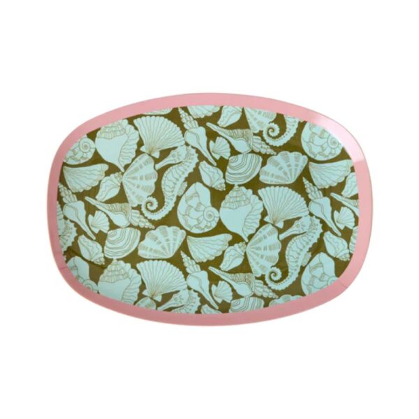 Assiette rectangulaire Vert - Seashell Print RICE