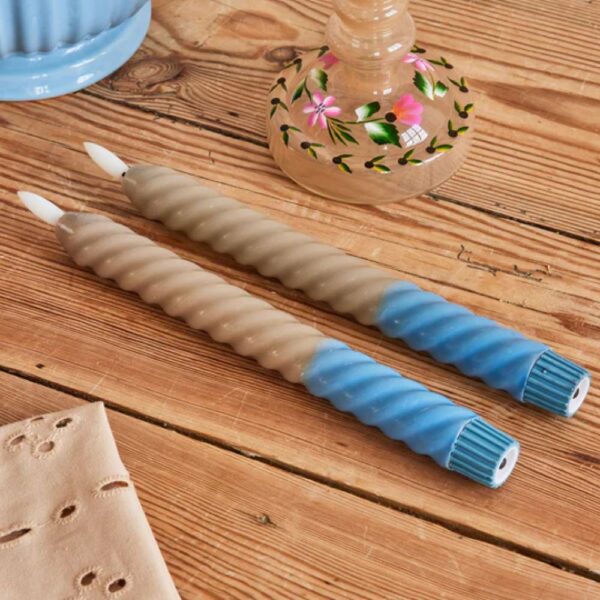 LED Bougies - sable et bleu - Pack de 2