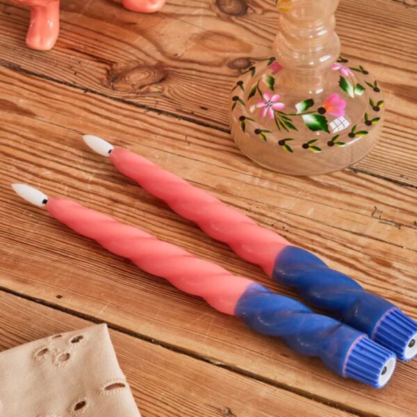 LED Bougies - corail et  bleu - Pack de 2