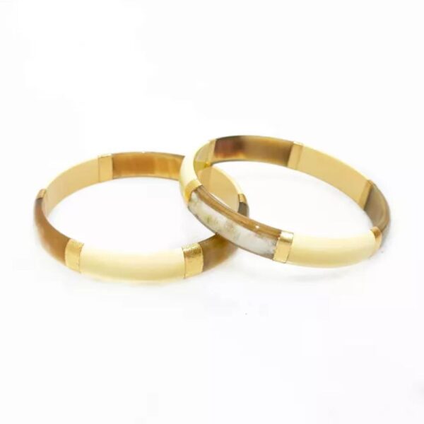 Bracelet Vanille feuilles d'or en corne véritable - 1,2 cm