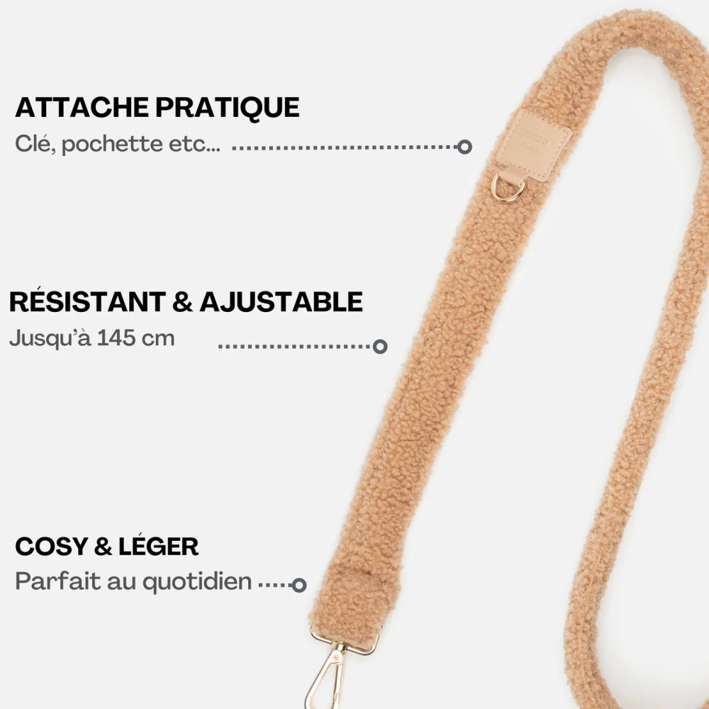 lanière téléphone teddy beige – Image 2