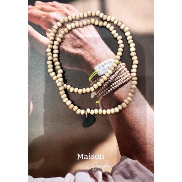 collier ceramique perle bois "petit amour" noir 40 cm