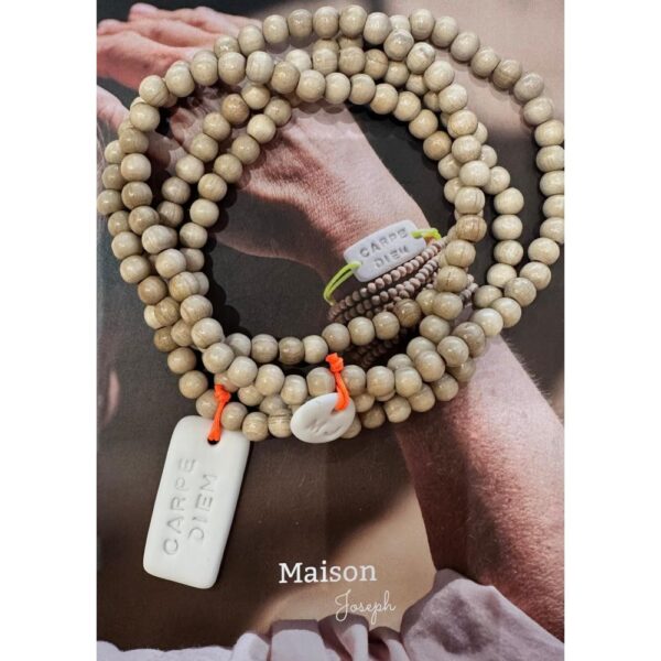 carpe diem blanc long perle lien orange fluo