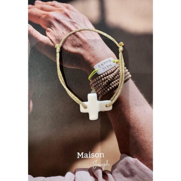 bracelet notre dame blanc & lien mokuba doré
