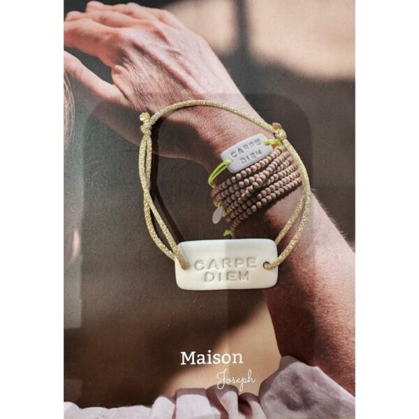 bracelet carpe diem blanc & lien mokuba doré