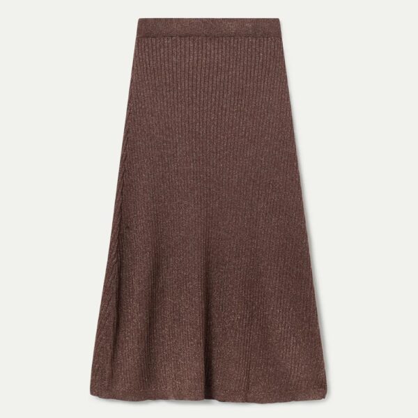 Jupe midi marron avec détails en lurex – Image 2