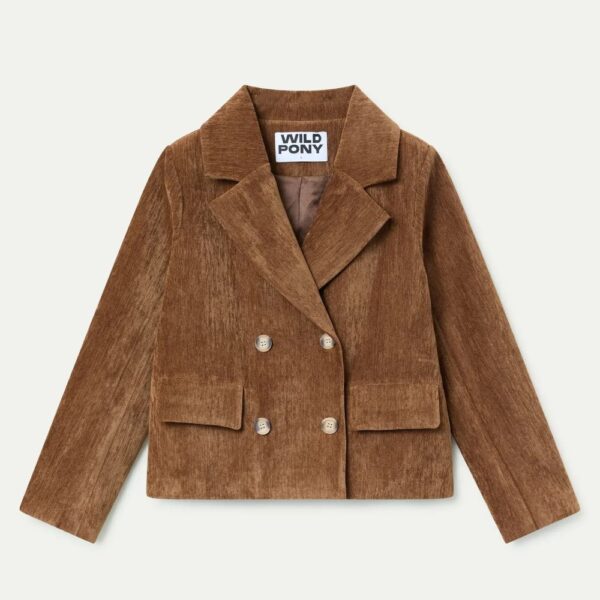 Blazer chocolat effet velours – Image 2