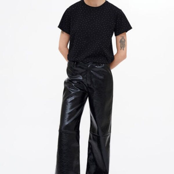 T-Shirt noir col rond à strass