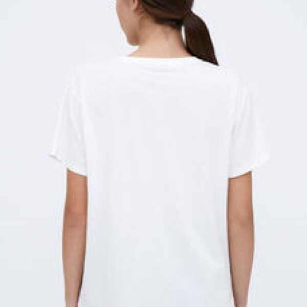T-Shirt blanc col rond à strass – Image 2