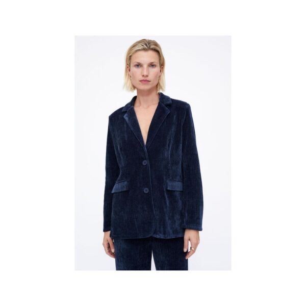 Blazer en velours côtelé bleu marine