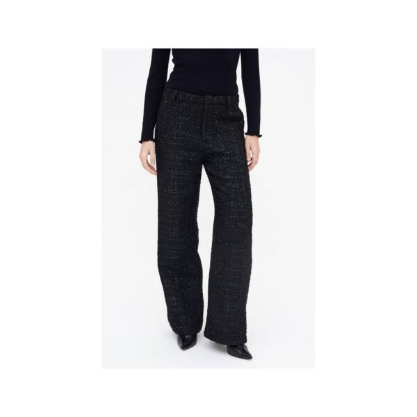 Pantalon droit en tweed noir