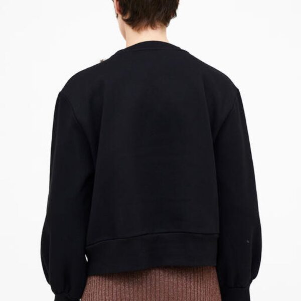 Sweat-shirt noir col rond avec détails bijoux – Image 2
