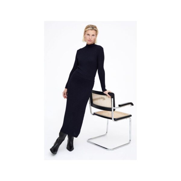 Jupe midi bleue marine avec détails en lurex
