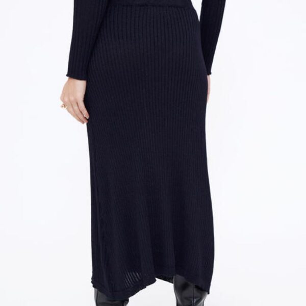 Jupe midi bleue marine avec détails en lurex – Image 2