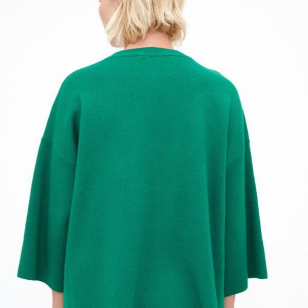 Pull vert en maille fine à manches évasées – Image 3