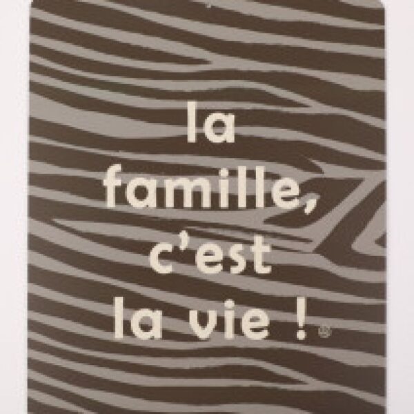 plaque métal 24x30 "la famille c'est la vie" zebre