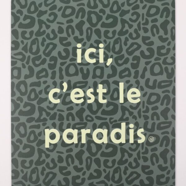 plaque métal 24x30 "ici c'est le paradis" jaguar