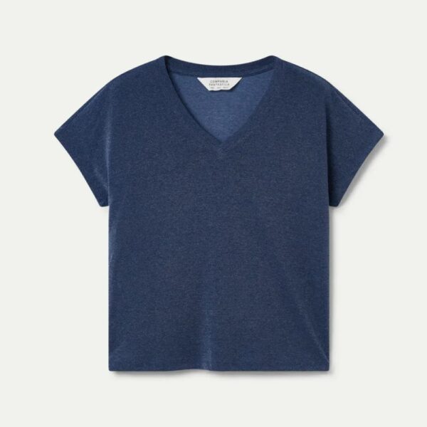 T-shirt en jersey lurex bleu marine